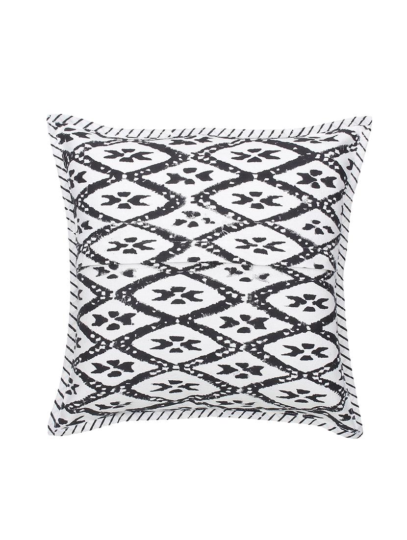 black and white block printed cushion cover 16x16 inches. set of 2 pcs - 16406538 - Zoom Image - 3