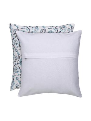 cotton white cushion cover with jaal block print 16x16 inches. set of 2 pcs - 16406539 - Standard Image - 2
