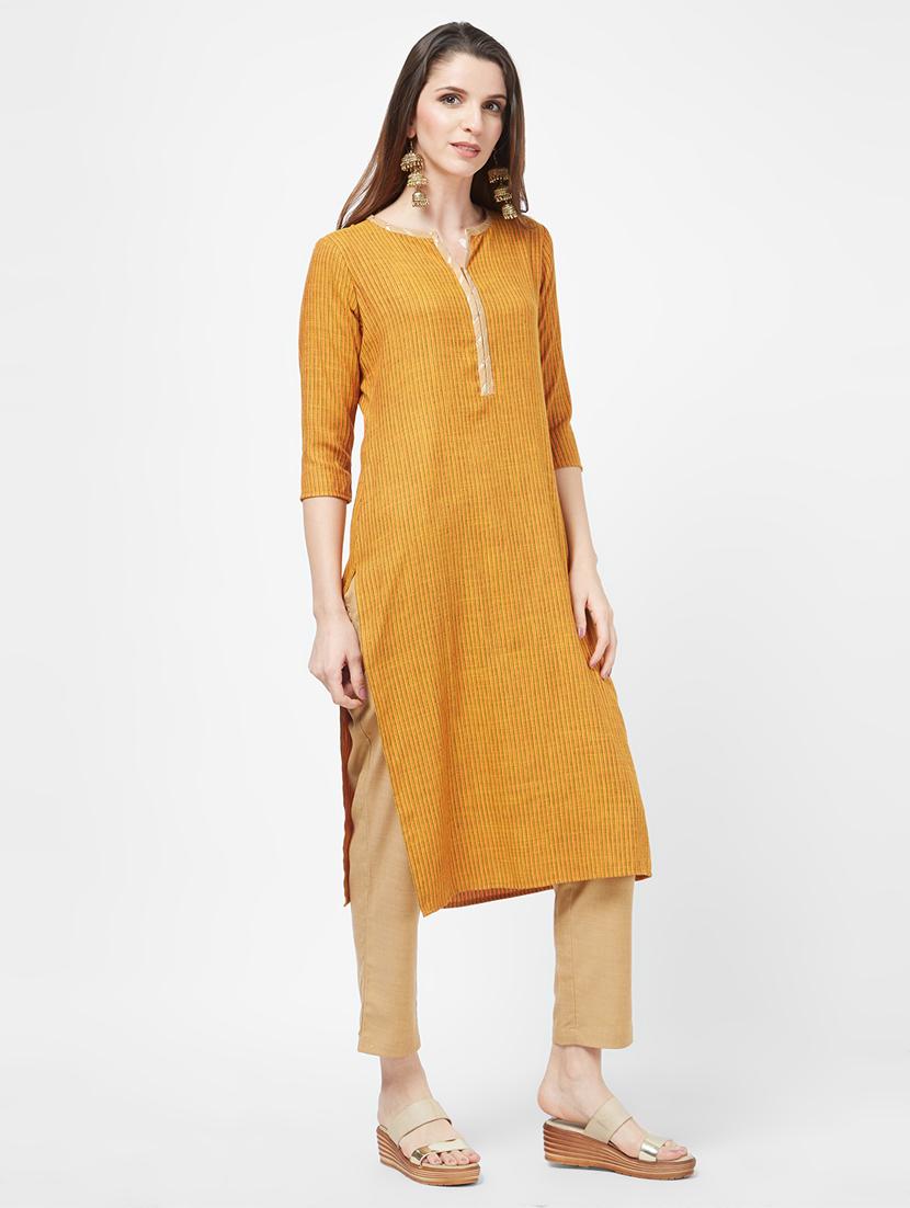stripes straight kurta - 16406704 - Zoom Image - 2