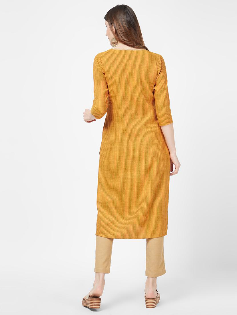 stripes straight kurta - 16406704 - Zoom Image - 3