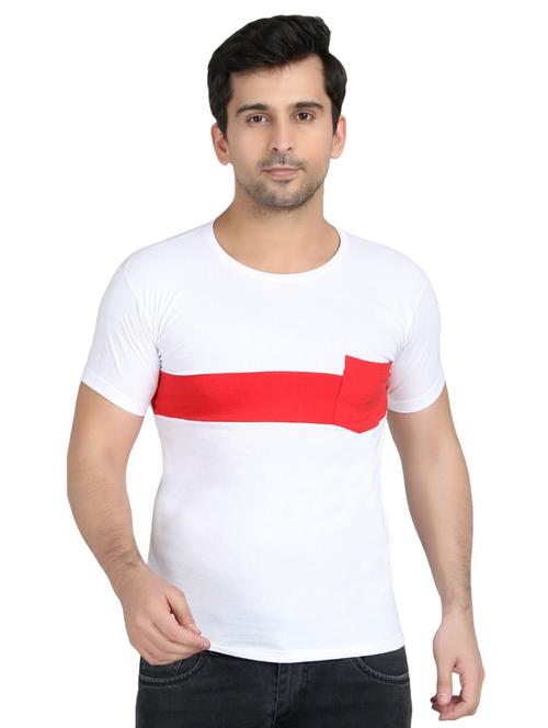 white color block pokcte t-shirt - 16406838 - Very Small Image - 1
