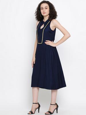lace detail gathered a-line dress - 16406953 - Standard Image - 2