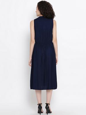 lace detail gathered a-line dress - 16406953 - Standard Image - 3