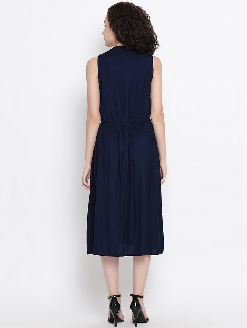 lace detail gathered a-line dress - 16406953 - Zoom Image - 3
