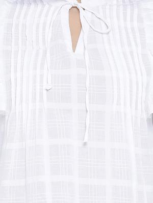 pin tucks ruffle detail checkered top - 16406989 - Standard Image - 5