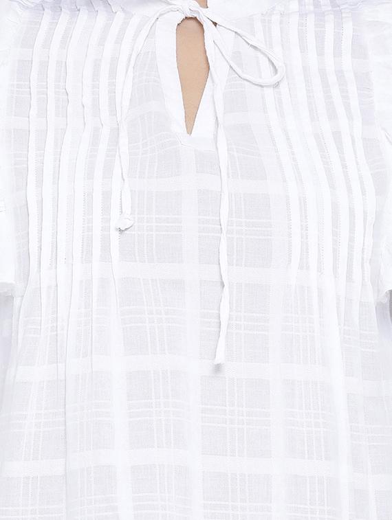 pin tucks ruffle detail checkered top - 16406989 - Zoom Image - 5