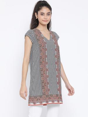 v-neck cap sleeved tunic - 16407016 - Standard Image - 2