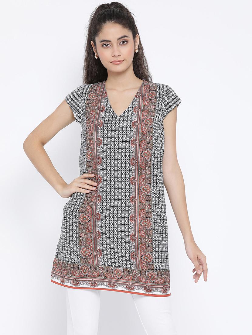 v-neck cap sleeved tunic - 16407016 - Zoom Image - 1