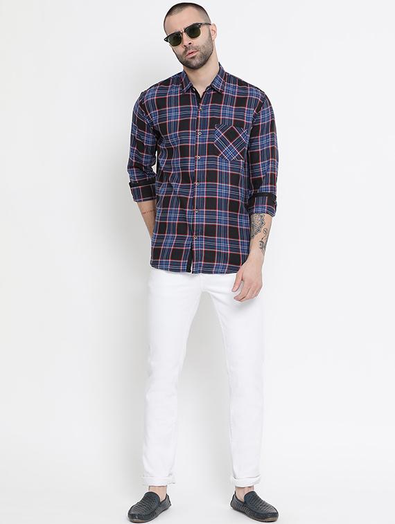 blue checkered casual shirt - 16407097 - Zoom Image - 4