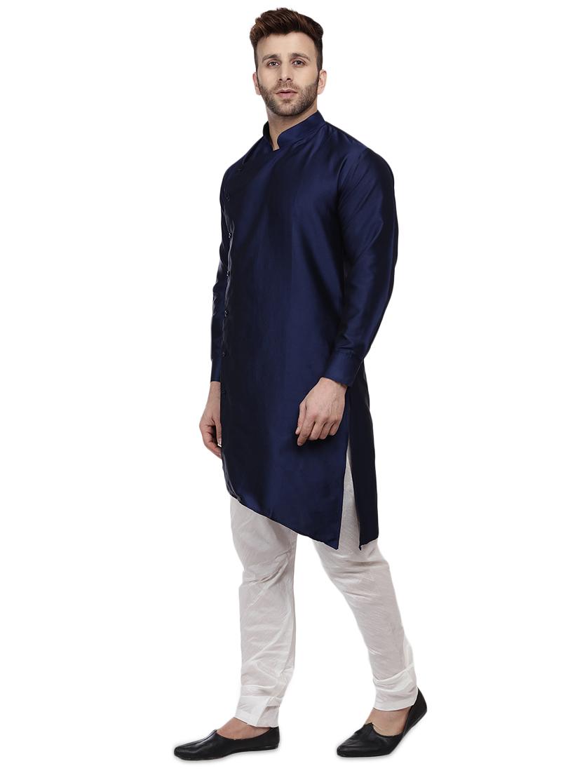 blue dupion long kurta - 16408983 - Zoom Image - 2