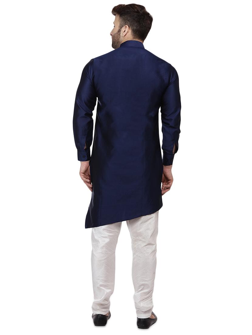 blue dupion long kurta - 16408983 - Zoom Image - 3