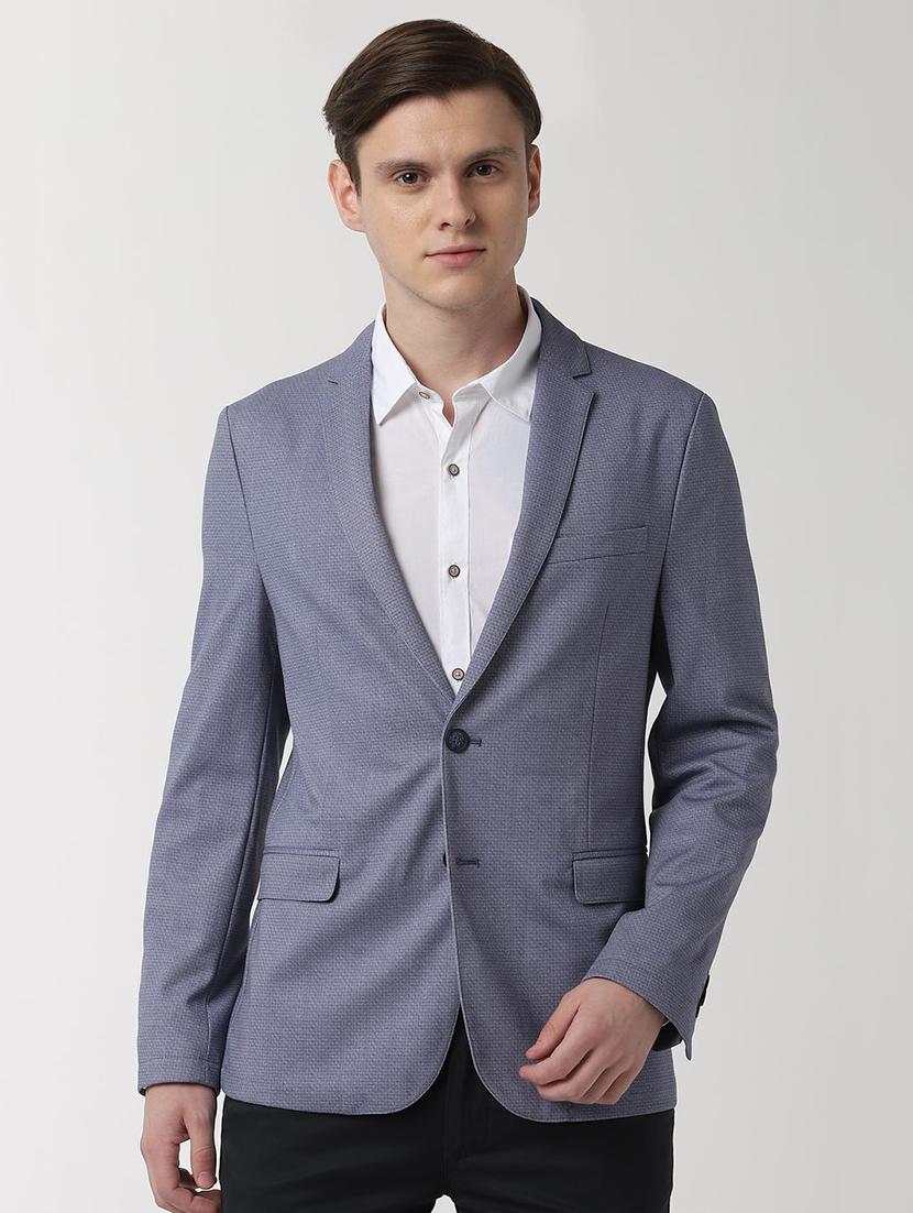grey solid single breasted formal blazer - 16409181 - Zoom Image - 1