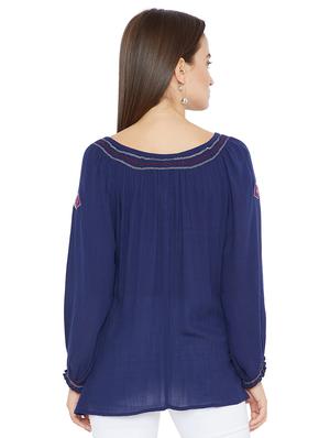 tie up neck embroidered top - 16409458 - Standard Image - 3
