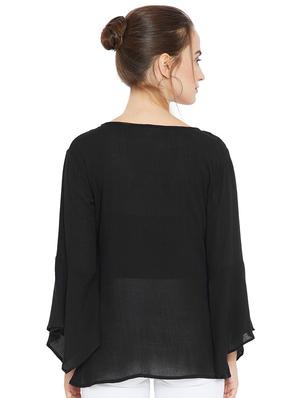 embroidered detail bell sleeved top - 16409468 - Standard Image - 3