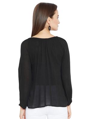 tie up neck embroidered top - 16409472 - Standard Image - 3
