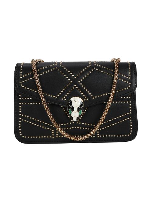 black leatherette (pu) regular sling bag - 16410423 - Standard Image - 1
