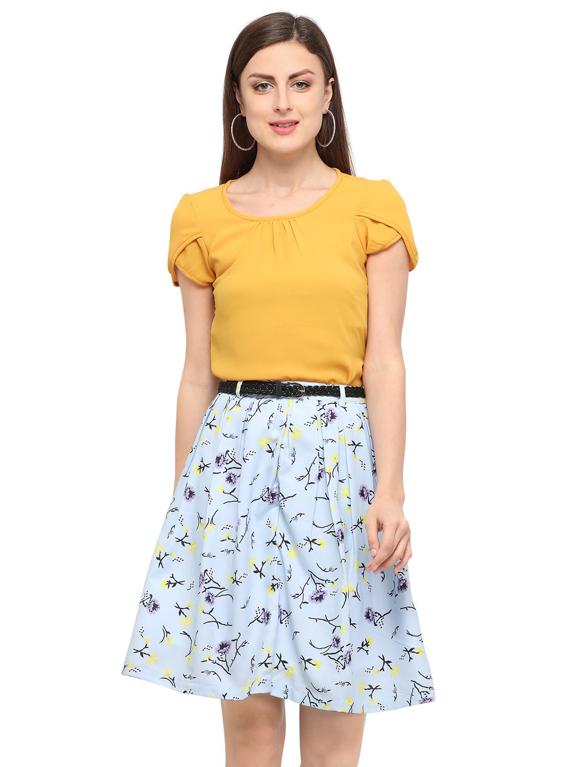 tulip sleeved top floral skirt set - 16410618 - Zoom Image - 1