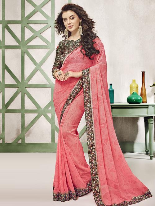 printed bordered saree with blouse - 16416042 - Standard Image - 1