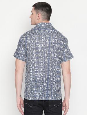 blue printed casual shirt - 16416833 - Standard Image - 3