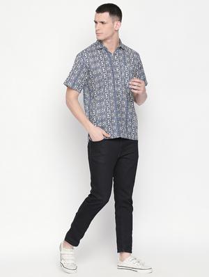 blue printed casual shirt - 16416833 - Standard Image - 4