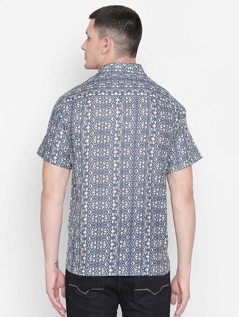 blue printed casual shirt - 16416833 - Zoom Image - 3