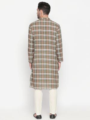 green checkered long kurta - 16416854 - Standard Image - 4
