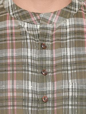 green checkered long kurta - 16416854 - Standard Image - 5