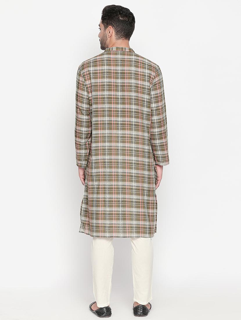 green checkered long kurta - 16416854 - Zoom Image - 4