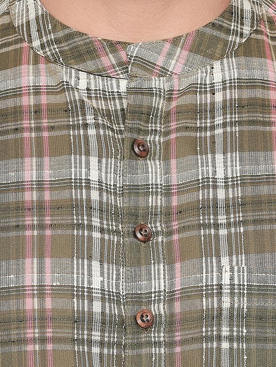 green checkered long kurta - 16416854 - Zoom Image - 5