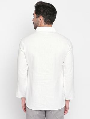 white solid short kurta - 16416860 - Standard Image - 3