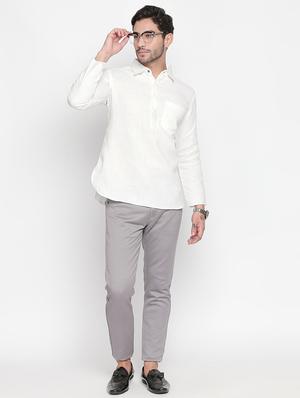 white solid short kurta - 16416860 - Standard Image - 4
