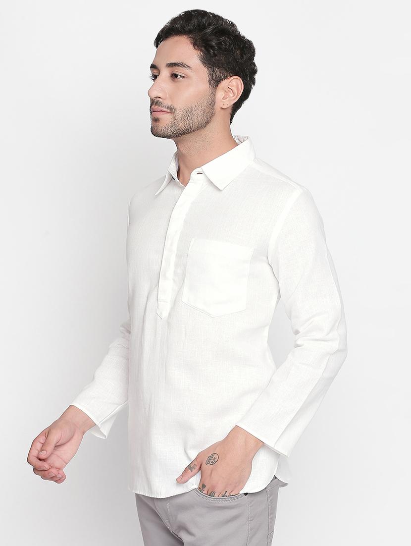 white solid short kurta - 16416860 - Zoom Image - 2