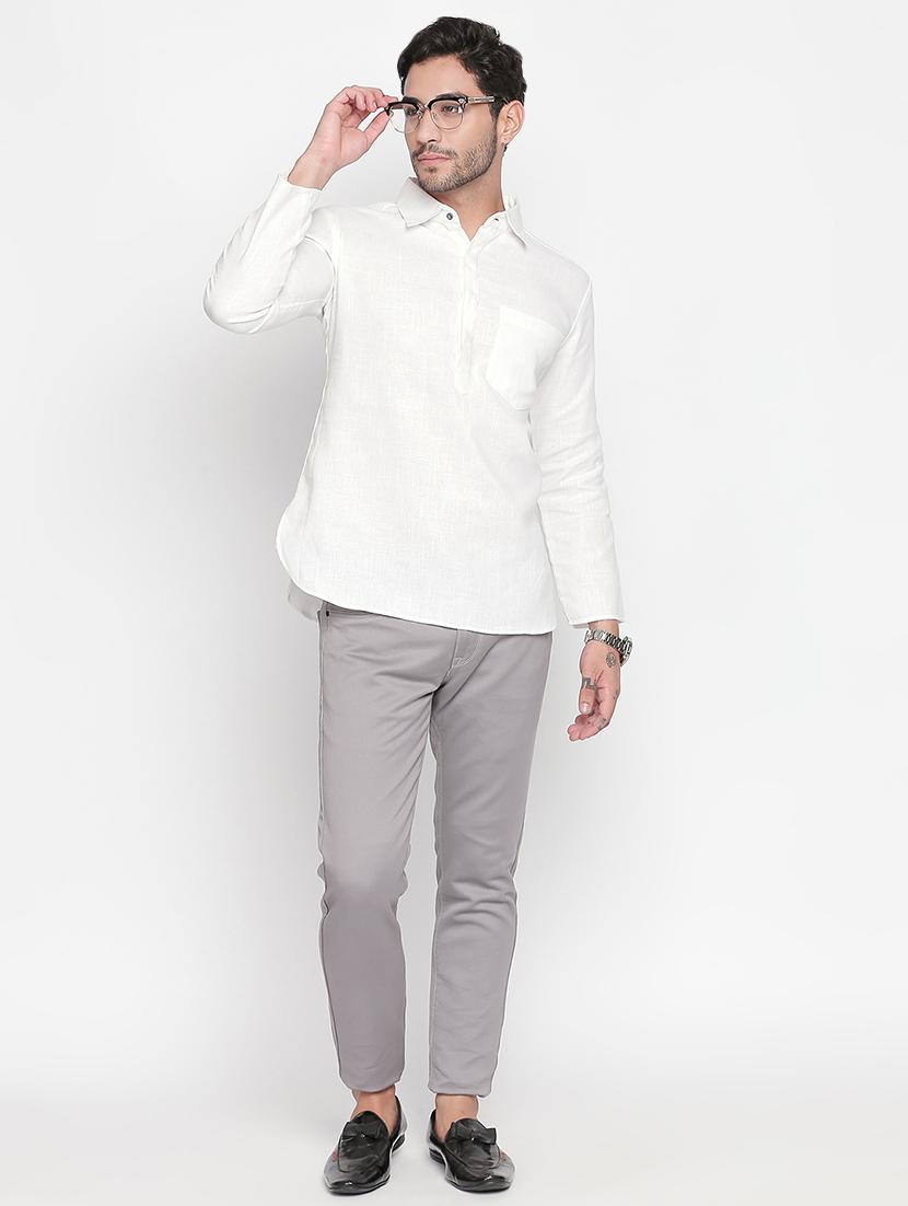 white solid short kurta - 16416860 - Zoom Image - 4