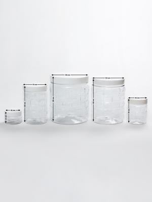 g-pet checkerd jars plastic container white cap (set of 15)1800ml *3, 1200ml *3, 450ml *3, 200ml *3, 50ml *3 - 16416869 - Standard Image - 2