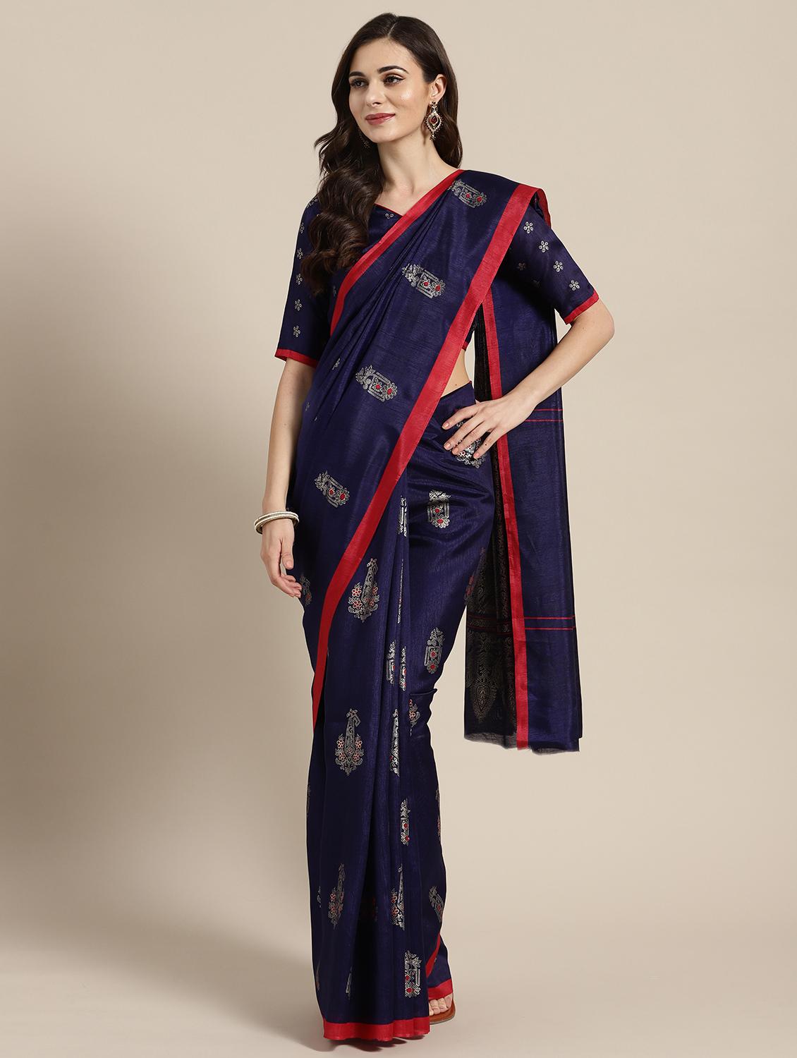 foil printed saree with blouse - 16416933 - Zoom Image - 1