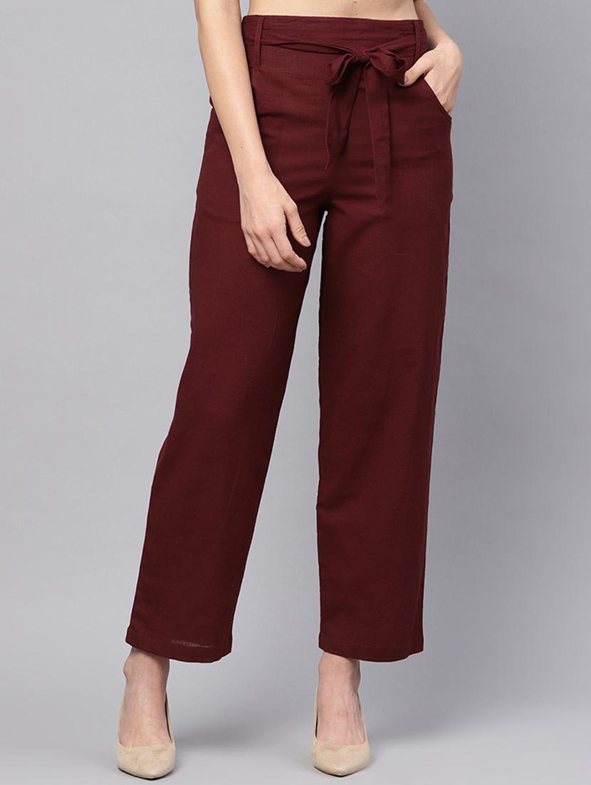 tie up waist solid trouser - 16417975 - Zoom Image - 1