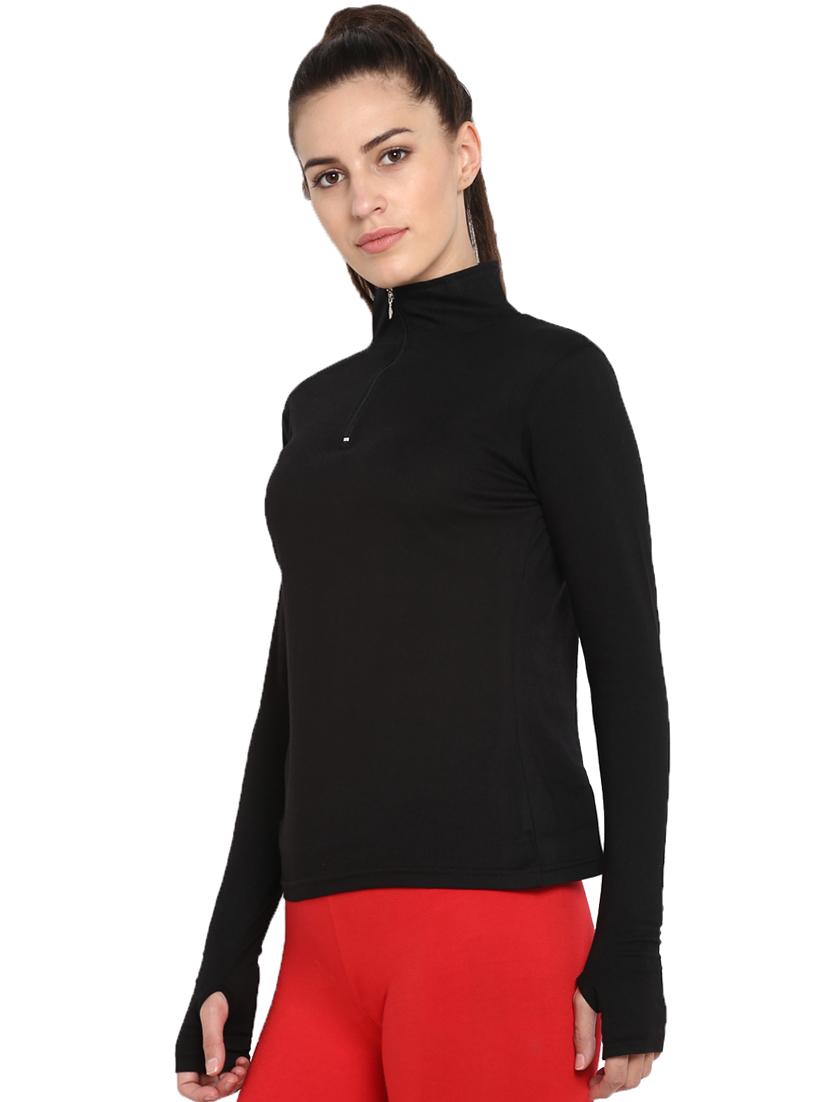turtle neck thumb hole sleeved tee - 16418861 - Zoom Image - 2