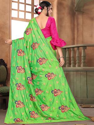 paisley embroidered saree with blouse - 16419144 - Standard Image - 2