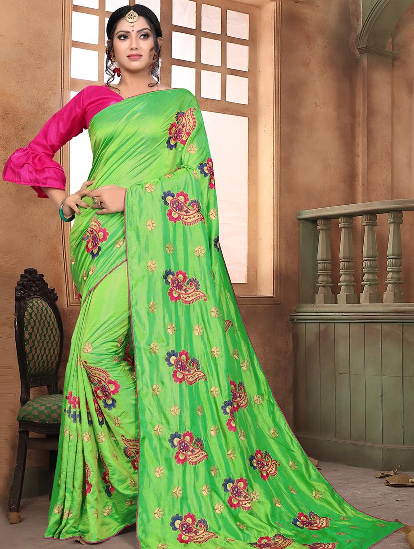 paisley embroidered saree with blouse - 16419144 - Zoom Image - 1