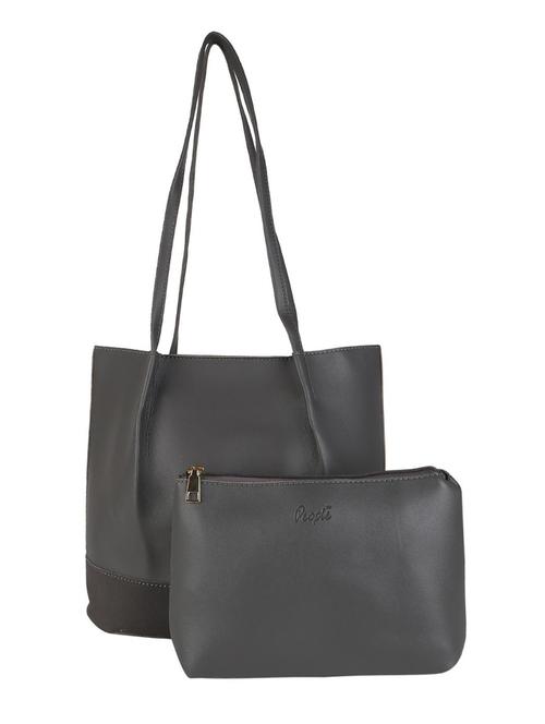 grey leatherette (pu) regular handbag combo - 16419255 - Standard Image - 1