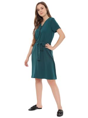 tie front button detail a-line dress - 16419295 - Standard Image - 2