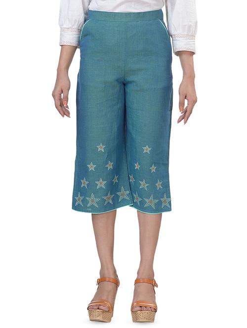star embroidered high rise culottes - 16419466 - Standard Image - 1
