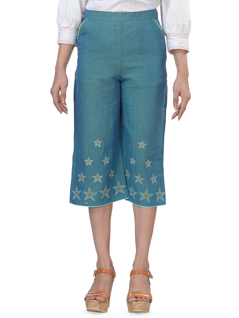 star embroidered high rise culottes - 16419466 - Zoom Image - 1