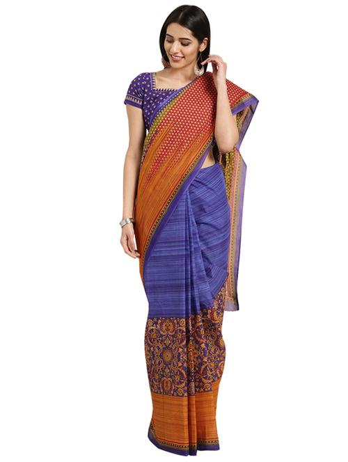 floral printed saree with blouse - 16420117 - Standard Image - 1