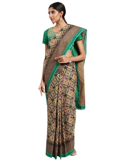 geometric printed saree with blouse - 16420118 - Standard Image - 1