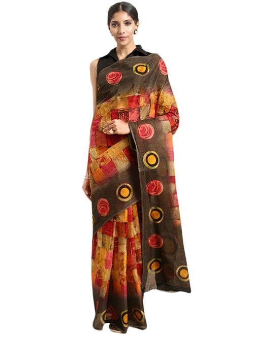 geometric printed saree with blouse - 16420119 - Standard Image - 1