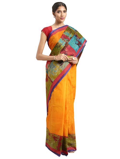 geometric printed saree with blouse - 16420120 - Standard Image - 1
