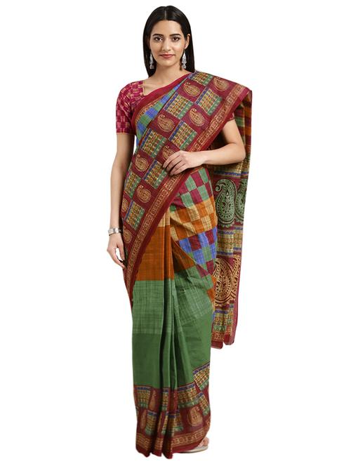 paisley printed saree with blouse - 16420122 - Standard Image - 1