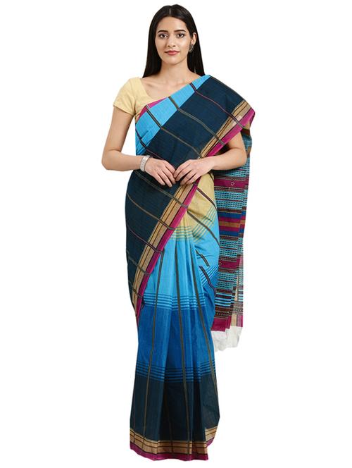 stripes printed saree with blouse - 16420126 - Standard Image - 1