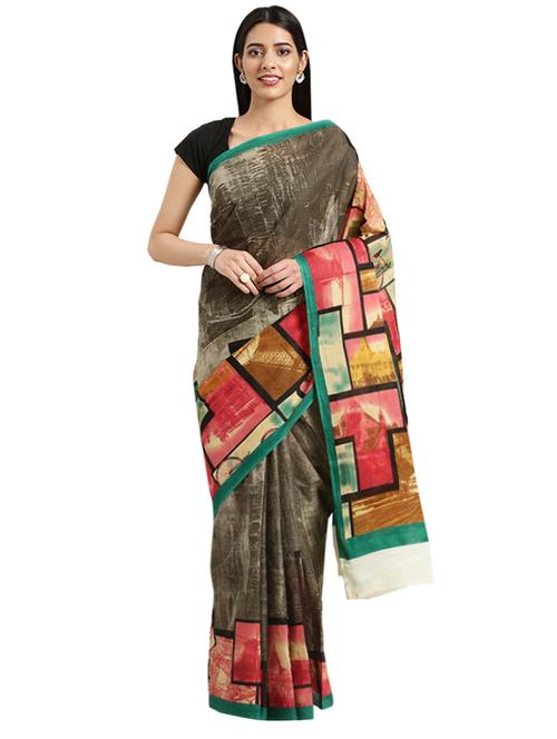 geometric printed saree with blouse - 16420127 - Standard Image - 1